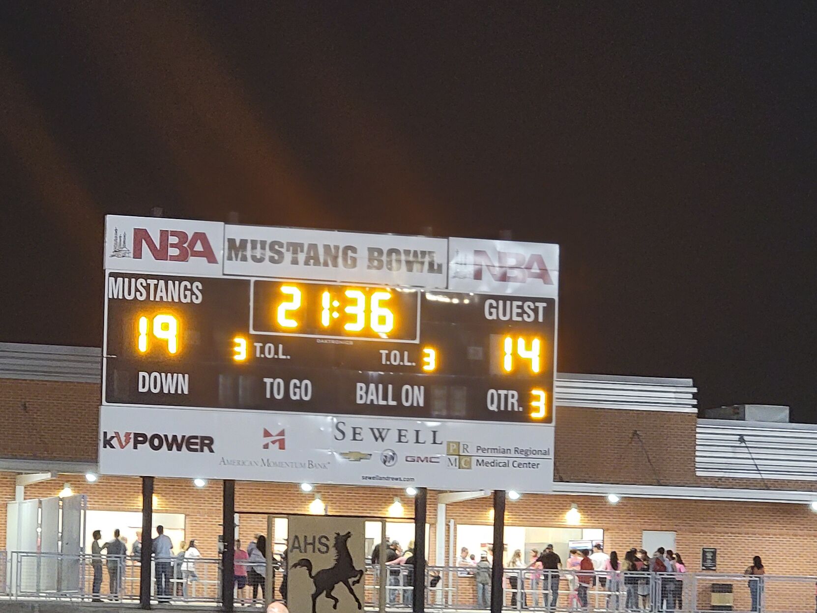 Steer losing to Andrews 19-14 at halftime